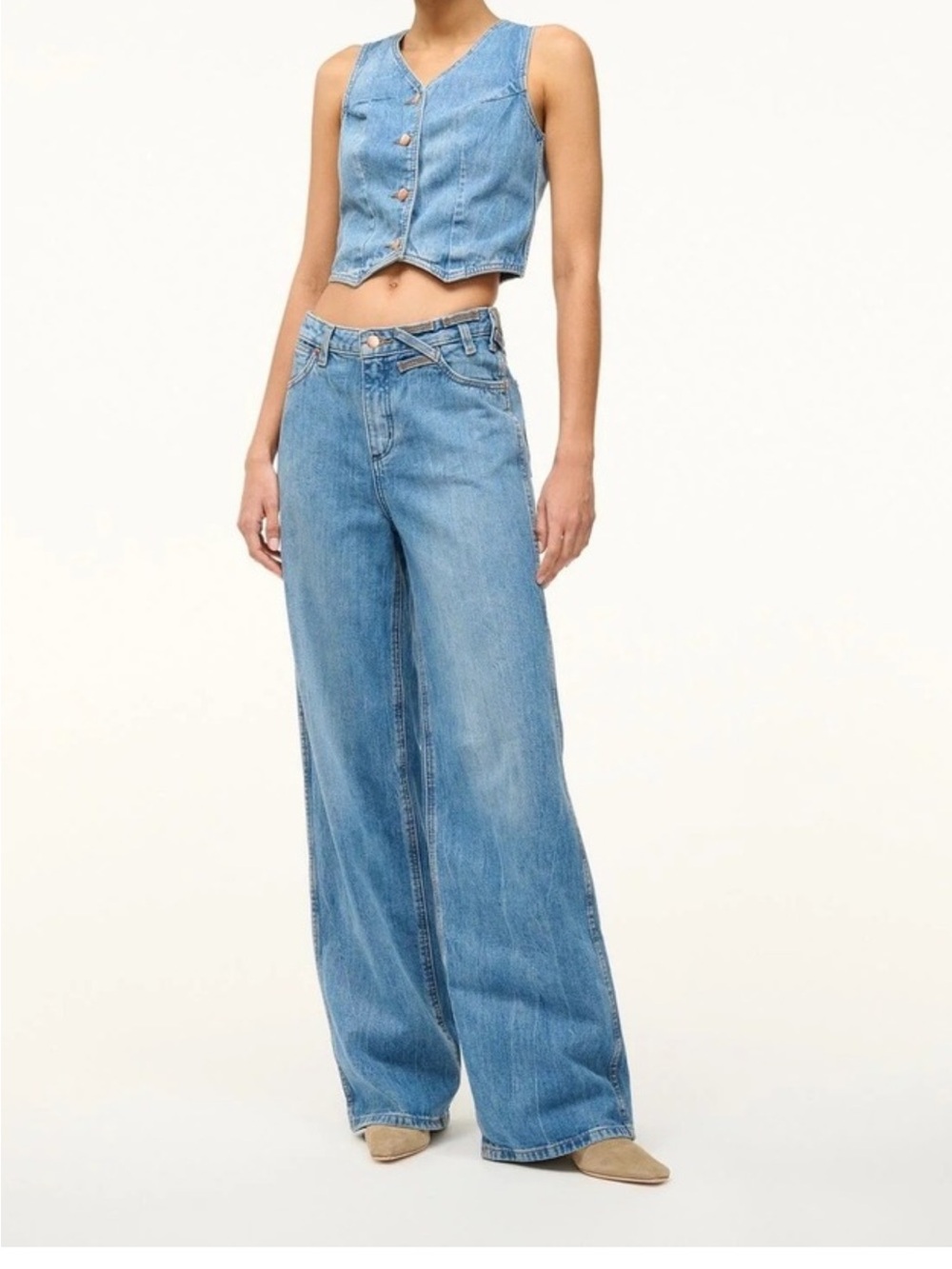 NWT Wrangler + STAUD Light Blue “The Loose” High Rise Jeans